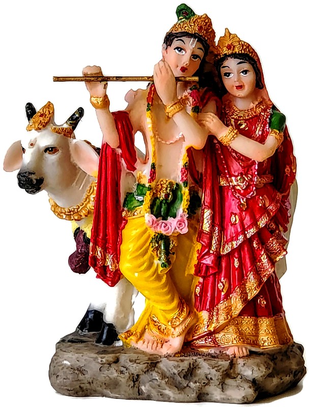 Beautiful Color Radha Krishna Nandi idol/statue 5.25" homepuja mandir